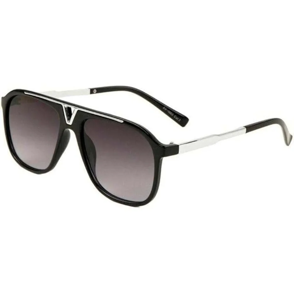 Aviator Sunglasses Men's Fashion Shades Pilot Style Black Silver Lentes Gafas‎